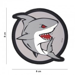 PATCH 3D PVC ATTACKING SHARK Grey / Red
